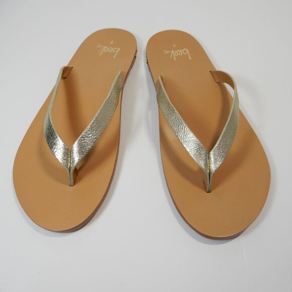 Beek Seabird Thong Flip Flop Slide SANDALS Size 7 Platinum Honey Leather NEW - Picture 6 of 14